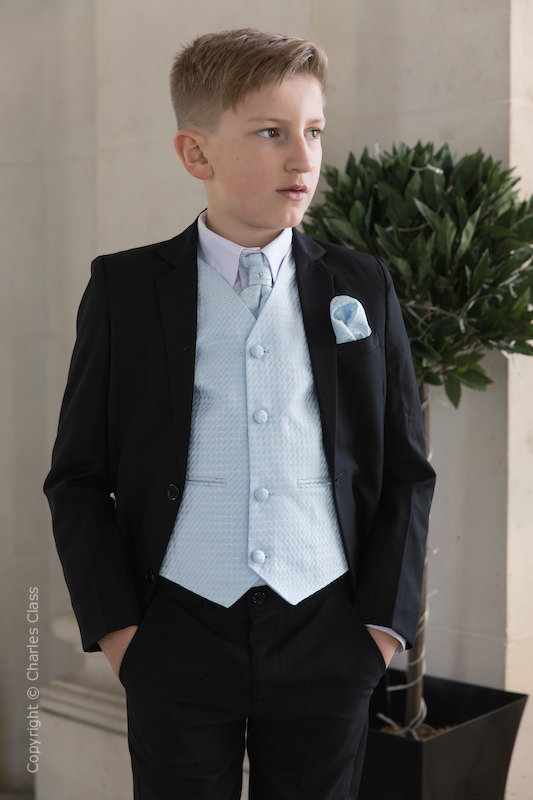 Boys Black & Blue Diamond Jacket Suit - Claude